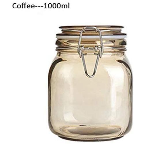 Glasbehälter für Einfachgemäße, Smoothies, Milch, Saft, Großküchen, Kaffee, Tee, Snacks – Rund Glasbehälter (Farbe: Kaffee, Größe: 1000ml)