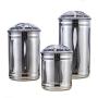 3-Piece Food Storage Container for Kitchen Counter Brushed Stainless Steel Kitchen Canister Jars Set with Window,Pantry Organization and Storage for Tea Coffee Snacks Sugar