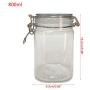 Dsxnklnd 800ML Plastic Square Clip Top Storage Jar with Airtight Seal Lid Food Candy Nut Container Preserving Kitchen Organizer