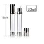 2PCS 30ml/1oz Plastic Airless Pump Bottle Vacuum Travel Container Make up Dispenser with Silver Aluminum Cap and Internal Pressure Plug for Cream Lotion Emulsion Empty Refillable