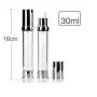 2 Stück 30ml/1oz Kunststoff Airless Pump Flasche Vakuum Reisebehälter Make-up Dosierflasche mit Silber Aluminium Verschluss und Innen Druck Stopfen für Creme Lotion Emulsion Leere Refillbare Behälter