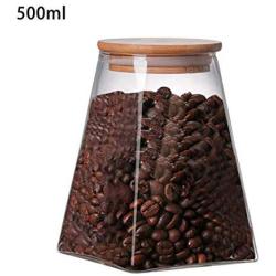 Square Creative Kitchen Tea Storage Bottles Glass Candy Jars With Cork Lid Spices Sugar Coffee Container Receive Organizer Cans B 500ml