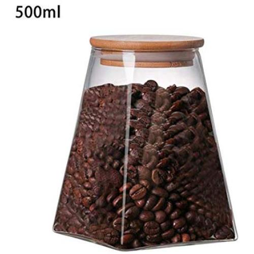Square Creative Kitchen Tea Storage Bottles Glass Candy Jars With Cork Lid Spices Sugar Coffee Container Receive Organizer Cans B 500ml