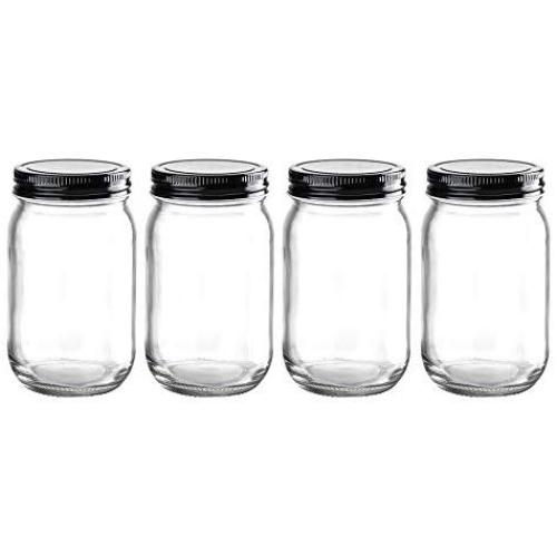 15 Ounce Glass Mason Jar with Airtight Metal Lid for Storage and Canning,Set of 4