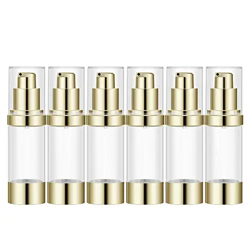 Lil Ray 1 OZ Refillable Airless Pump Bottle, Empty Travel Lotion Container, Plastic Cosmetic Dispenser for Liquid foundation, Lotion, Essential oil, Shampoo (6PCS,Light Gold) Lil Ray 1 OZ Refillable Airless Pump Bottle, Empty Travel Lotion Container, Plastic Cosmetic Dispenser for Liquid foundation, Lotion, Essential oil, Shampoo (6PCS,Light Gold)
