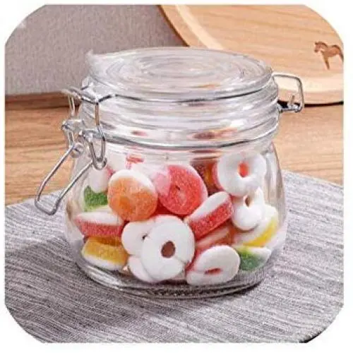 1 Piece Glass Storage Bottles Jars With Lid Large Capacity Honey Candy Jar Kitchen Container Sealed With Cover,500Ml