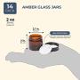 Juvale Amber Glass Jars with Black Lids (14 Pack), 2 Ounces