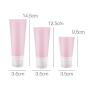 3PCS Empty Refillable Pink Soft Silicon Squeeze Tube Portable Travel Bottle Cosmetic Containers Storage Holder For Cream Lotion Facial Cleaner Shampoo Shower Gel Toiletries