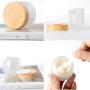 5 pcs 5g 10g 15g 30g 50g Scrub Cream Bottle Glass Eye Cream Mask Empty Jar Wood Grain Cover Cosmetic Packaging (Size : 15g)
