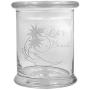 12 oz Clear Glass storage Herb Stash Jar and Lid with Lifes a beach Logo