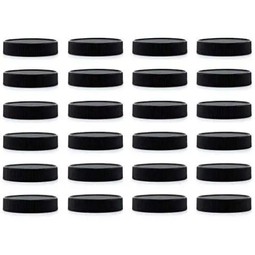 Cornucopia Plastic Mason Jar Lids (24-Pack, Black, Lined); Regular Mouth 70-450 Storage Caps for Mason Jars Cornucopia Plastic Mason Jar Lids (24-Pack, Black, Lined); Regular Mouth 70-450 Storage Caps for Mason Jars