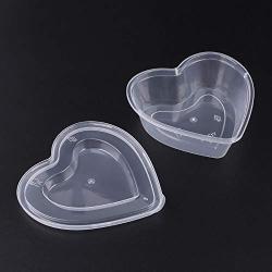 Motonupic Heart Shape Clear Plastic Sauce Chutney Cups Food Container Slime Storage Box Case With Lid 120ml - Boxes Jars Bottles Jars Boxes Plastic Container Storage Contain With