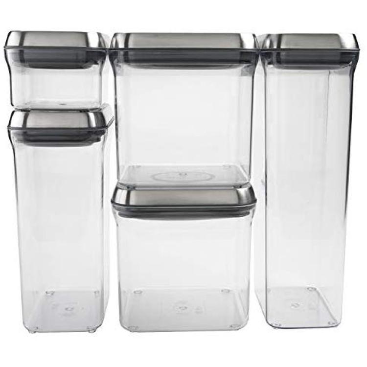 OXO SteeL 5-Piece Airtight Food Storage POP Container Set with 5 Labels