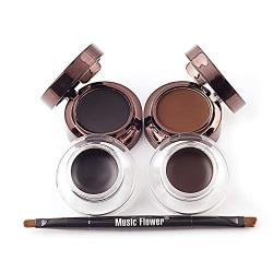 Music Flower Eyeliner Gel Eyebrow Powder Waterproof Brown and Black with Brush Mirror Kit