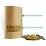 51groups Kraft Paper Bag with Transparent Window (30-Pack) Dry Food Snack Storage | Home, DIY, Commercial Use | Store Coffee, Tea Leaves, Nut, Candy | Food-Grade Safe 7" X 10"