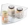 mDesign Plastic Kitchen Cabinet Lazy Susan Storage Organizer Bin with Handle - Medium Pie-Shaped 1/6 Wedge, 4" Deep Container - Organize Snacks, Food Packets, Pasta, Condiment Jars, Coffee - Clear