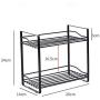 Wrought Iron Double Seasoning Bottle Rack Kitchen Countertop Seasoning Jar Storage Rack Kitchen Storage Rack (Color : Black)