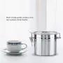 Airtight Coffee Container,ASHATA Stainless Steel Coffee Bean Storage Jars Vacuum Sealed Storage Jar for Sugar Tea Bean with Clear and Transparent Cover(M)