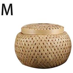 Lorchwise 2 PCS Hand Made Bamboo-Woven Storage Baskets - Mini Storage Jar M