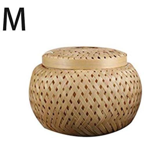 Lorchwise 2 PCS Hand Made Bamboo-Woven Storage Baskets - Mini Storage Jar M