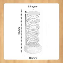 PSFS Kitchen Crystal Rotatable Spice Tower-Wall-Mounted Seasoning Storage Boxes Spice Jar Punch- Free Kitchen Wall Hanging Rotating Condiment Box (White)