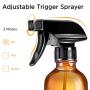 Tecohouse Glass Spray Bottles for Cleaning Solutions and Essential Oils, 4 oz Small Empty Refillable Sprayer Container with Labels, Funnel, Lids, Pipettes - Pocket Size 2 Pack - Amber