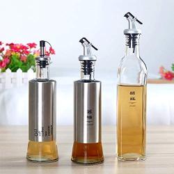 Kitchen Sticker - 300/500ml Kitchen Glass Oil Bottle Stainless Steel Leak-proof Soy Sauce Vinegar Cruet Storage Dispenser Useful Kitchen Tools