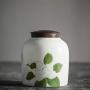 Foylome Set of 4 Hand Drawn Flower Tea Can Kitchen Canister Set with Wood Lids Sugar, Coffee, Flour or Food Storage Jar