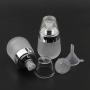 Kesell 8Pcs 30ml 1oz Upscale Empty Refillable Frosted Glass Pump Press Bottle Egg Shaped Pressing Jar Silver Edge Cosmetic Container with Clear Cap and Funnel for Lotion Emulsion Facial Essence