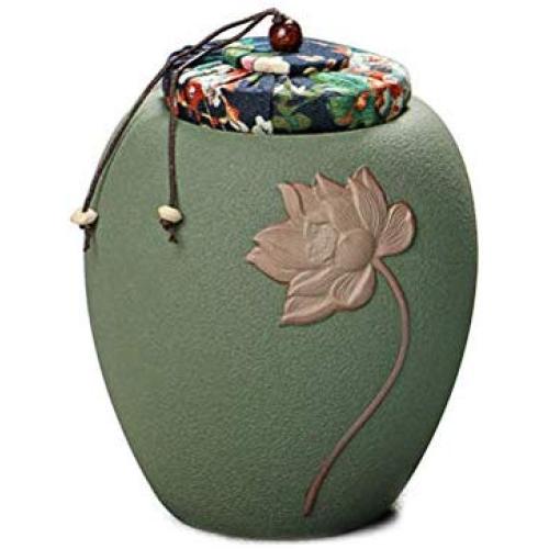 DayCount Retro Coarse Pottery Tea Caddy Cork Tea Storage Chinese Kung Fu Tea Sets Ceramic Sealed Jar Coffee Storage Containers for Kitchen (Green)