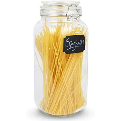 2.2L Clip Top Spaghetti Storage Jar | Round Glass Airtight Vintage Tall Container | Pasta & Cereal Jar | Dry Food Containers | M&W