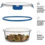 Superior Glass Round Meal Prep Containers -3pk(32oz) Newly Innovated Hinged BPA-free Locking lids- 100% Leak Proof Glass Food Storage Containers, Great on-the-go, Freezer to Oven Safe Lunch Containers