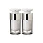 2PCS White Empty Refillable Upscale Airless Acrylic Vacuum Pump Press Bottle Portable Travel Packing Storage Cosmetic Containers Jar Pot Holder Vial For Cream Lotion Emulsion size 15ml/0.5oz