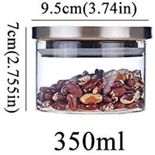 Glass Jars with Stainless Steel Lid Home Storage Bottles Container Kitchen Spice Sealed Bulk Candy Jar,350Mlb167