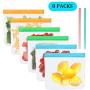 6 Pack Biodegradable Reusable Storage Bags + 2 Silicone Straw - Leakproof BPA Free FDA Grade PEVA Lunch Sandwich Food Bags Freezer Safe Bags Kids Snacks Bags Make-up Travel Home Organi (6 Large)