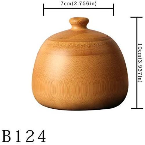 Naturale Bambus Aufbewahrung Glasbehälter Kleine Flaschen Handgemachter Teebehälter für Gewürze, Runde Behälter mit Deckel, Vintage, B124