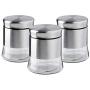 Brushed Stainless Steel and Glass Canister with Airtight Lid, 5.5&quotH & 24OZ Set of 3