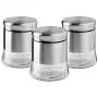 Brushed Stainless Steel and Glass Canister with Airtight Lid, 5.5"H & 24OZ Set of 3 Brushed Stainless Steel and Glass Canister with Airtight Lid, 5.5"H & 24OZ Set of 3