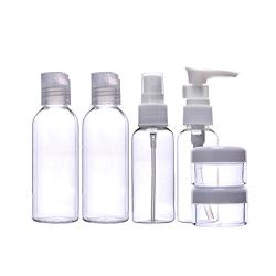 1Set(6PCS) Clear Plastic Empty Refillable Cosmetic Travel Packing Vial Bottles-Perfume Makeup Water Elite Fluid Spray Bottle/Lotion Pump Bottle/Shower Gel Dispenser/Eye Cream Facial Pack Holder Case