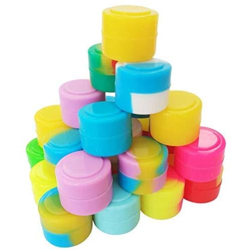 100 Stück 2ml Sortierte Silikonbehälter für Dab, Runde Form für Konzentrat, Wachsbehälter (zufällige Farbe, 100)