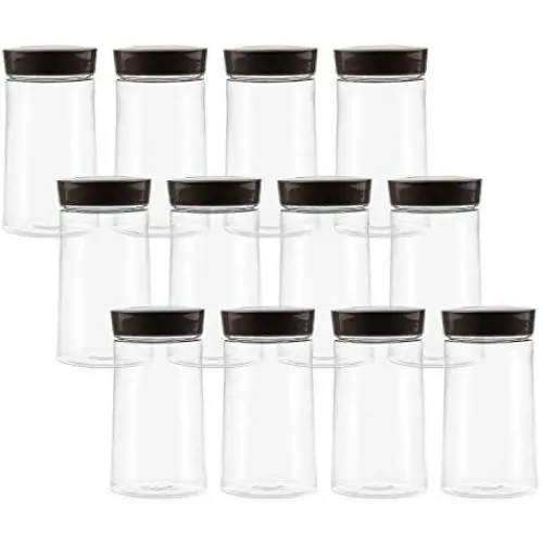 Fasmov 12 Pack 12.5 oz Clear Oval Plastic Jars for Kitchen & Household Storage of Dry Goods, Peanut Butter, and More Fasmov 12 Pack 12.5 oz Clear Oval Plastic Jars for Kitchen & Household Storage of Dry Goods, Peanut Butter, and More