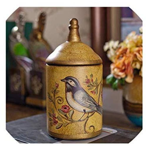 Vintage Ceramic Kitchen Canister Jars Storage Bottles Retro Tea Candy Tin Sugar Pot Organizer Painted Storage Jar Cans Cooking,Yellow