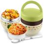 Stainless Steel Vacuum Insulation Lunch Box Food Container Child Insulation Barrel Lunch Storage Container Food Cans Pink 540ml (color : Green)