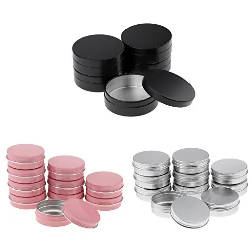 25 Stück (20 Stück x 60 ml + 5 Stück x 100 ml) Runde Silber-, Rosa- und Schwarze Aluminium Metalne Töpfe Behälter Behälter mit Sicheren Deckeln