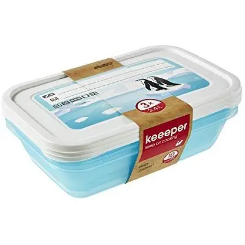 Keeper "Mia Polar Rectangle Freeze Food Box, Blue, 2.4 Litre, 3-Piece Keeper "Mia Polar Rectangle Freeze Food Box, Blue, 2.4 Litre, 3-Piece