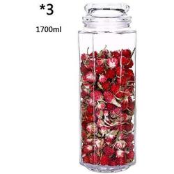 Kitchen Food Storage Jar Airtight Food Storage Spice/Storage Jar 3 Round Transparent Glass Spice Bottles With Transparent Glass Lids Airtight Dry Food Storage Spice Container Set 1700ML