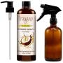 Oraganix Fractionated Coconut Oil with Amber Glass Spray Bottle - 100% Pure Natural 16 Oz Coconut Oil with 16oz Amber Glass Spray Bottle - for Essential Oil, Massage Oil, Skin and Hair Care