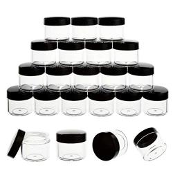 ZEJIA 20 Gram Cosmetic Containers 20pcs Sample Jars Tiny Makeup Sample Containers with lids for Lip Balms, Creams, Make Up, Cosmetics, Samples(Black)