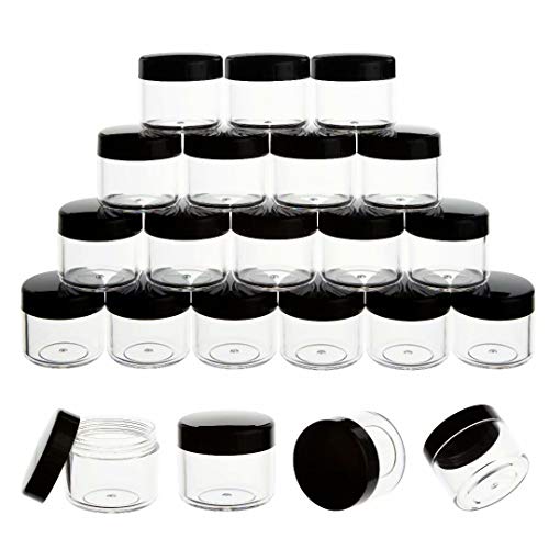 ZEJIA 20 Gram Cosmetic Containers 20pcs Sample Jars Tiny Makeup Sample Containers with lids for Lip Balms, Creams, Make Up, Cosmetics, Samples(Black)
