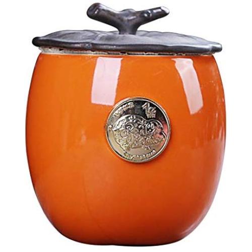 Keramikbehälter für Wohnzimmer und Küche, Porzellan Dekoration Behälter für Tee, Zucker, dekorative Accessoires (Farbe: Orange, Größe: 9,29 x 9,21 x 1,5 cm)